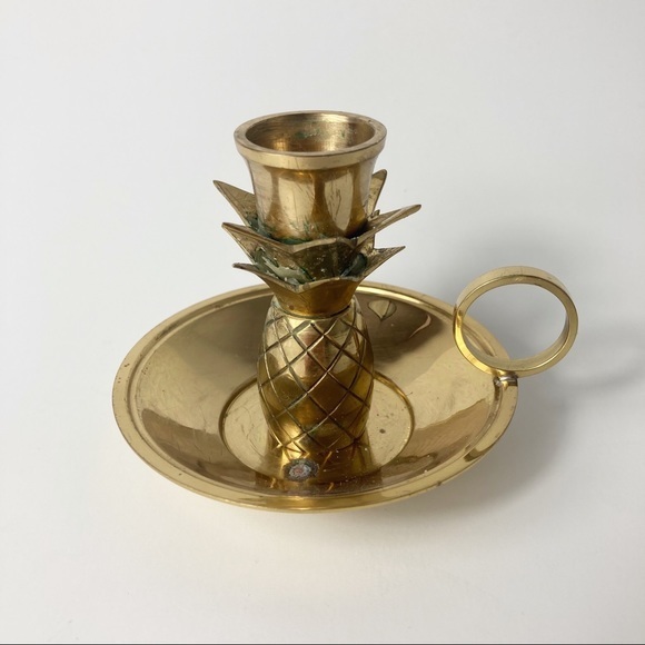 Vintage Accents Vintage Brass Pineapple Candlestick Holder With